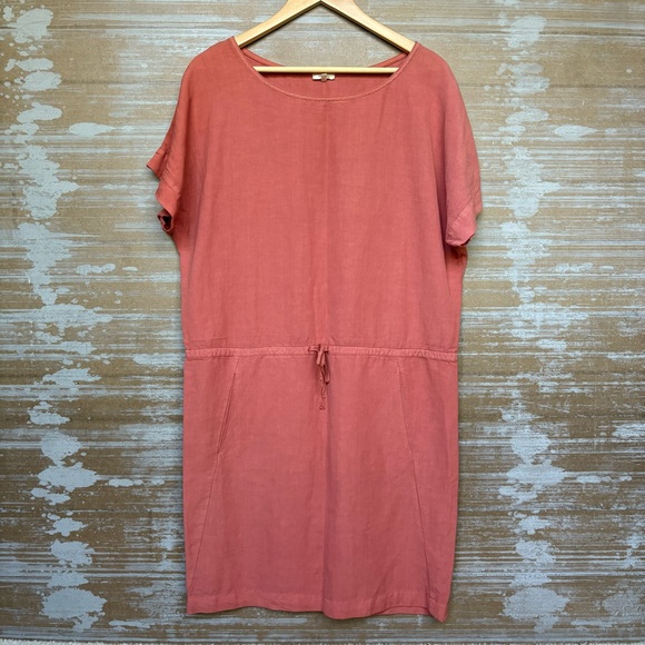 BelleRose Oversized Drawstring Dress Pink Laggen Look Minimalist Womens 4/6 - Picture 1 of 4